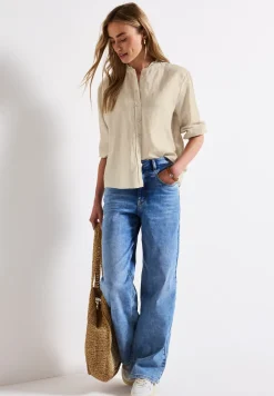 Blouse en lin mélangé avec volants