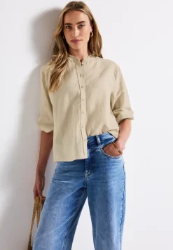 Blouse en lin mélangé avec volants