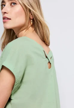 Blouse en lin mélangé avec rubans