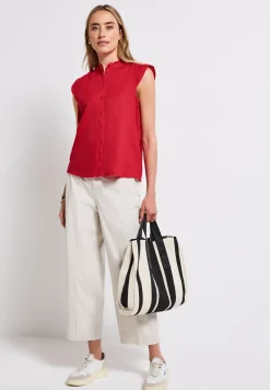 Blouse en lin mélangé avec volants