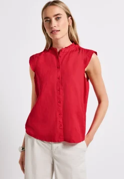 Blouse en lin mélangé avec volants
