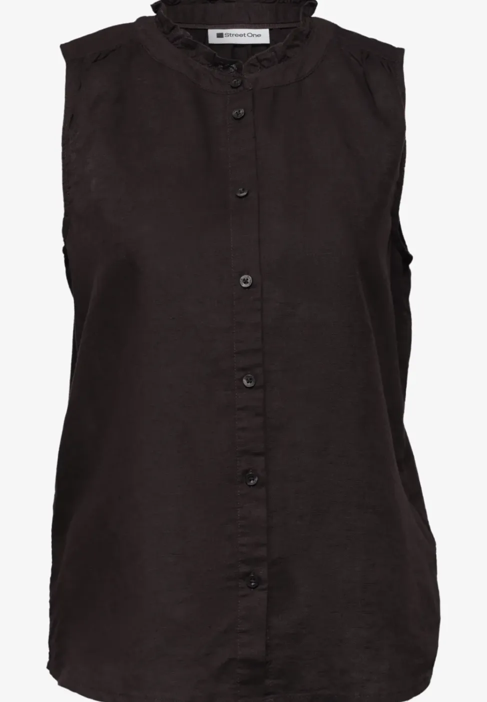 Blouse en lin mélangé avec col volanté