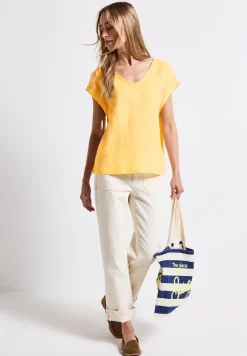 Blouse en lin mélangé avec rubans