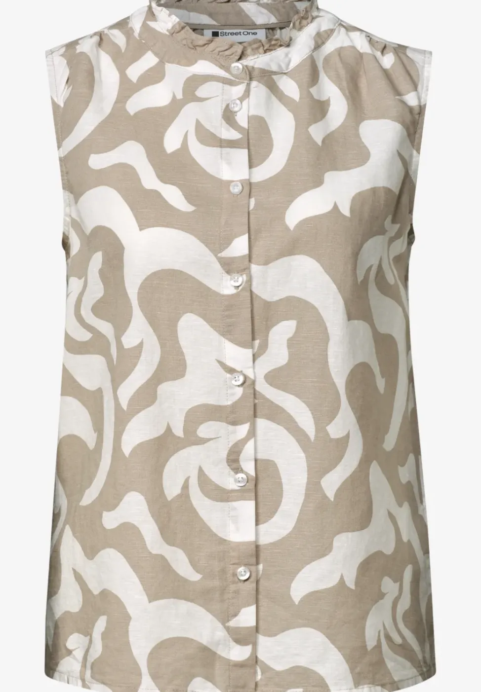 Blouse en lin mélangé avec volants