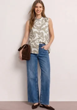 Blouse en lin mélangé avec volants