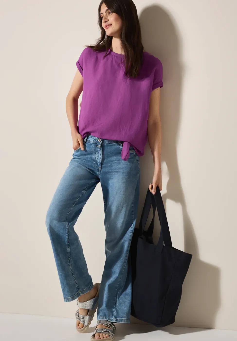 Blouse en lin mélangé avec nœuds