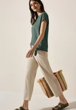 Blouse en lin mélangé avec nœuds