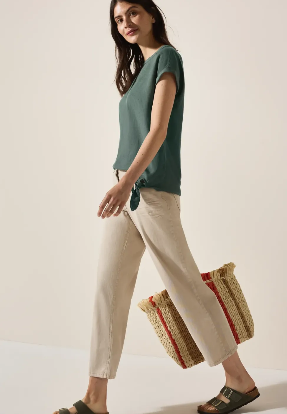 Blouse en lin mélangé avec nœuds