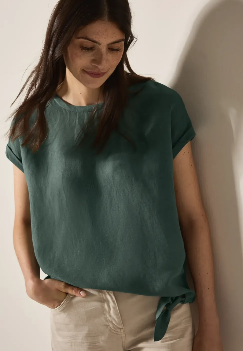 Blouse en lin mélangé avec nœuds