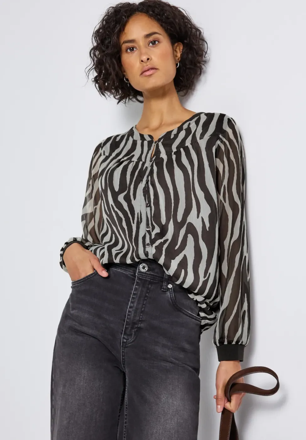 Blouse en mousseline de soie avec imprimé zèbre