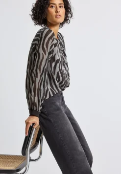 Blouse en mousseline de soie avec imprimé zèbre