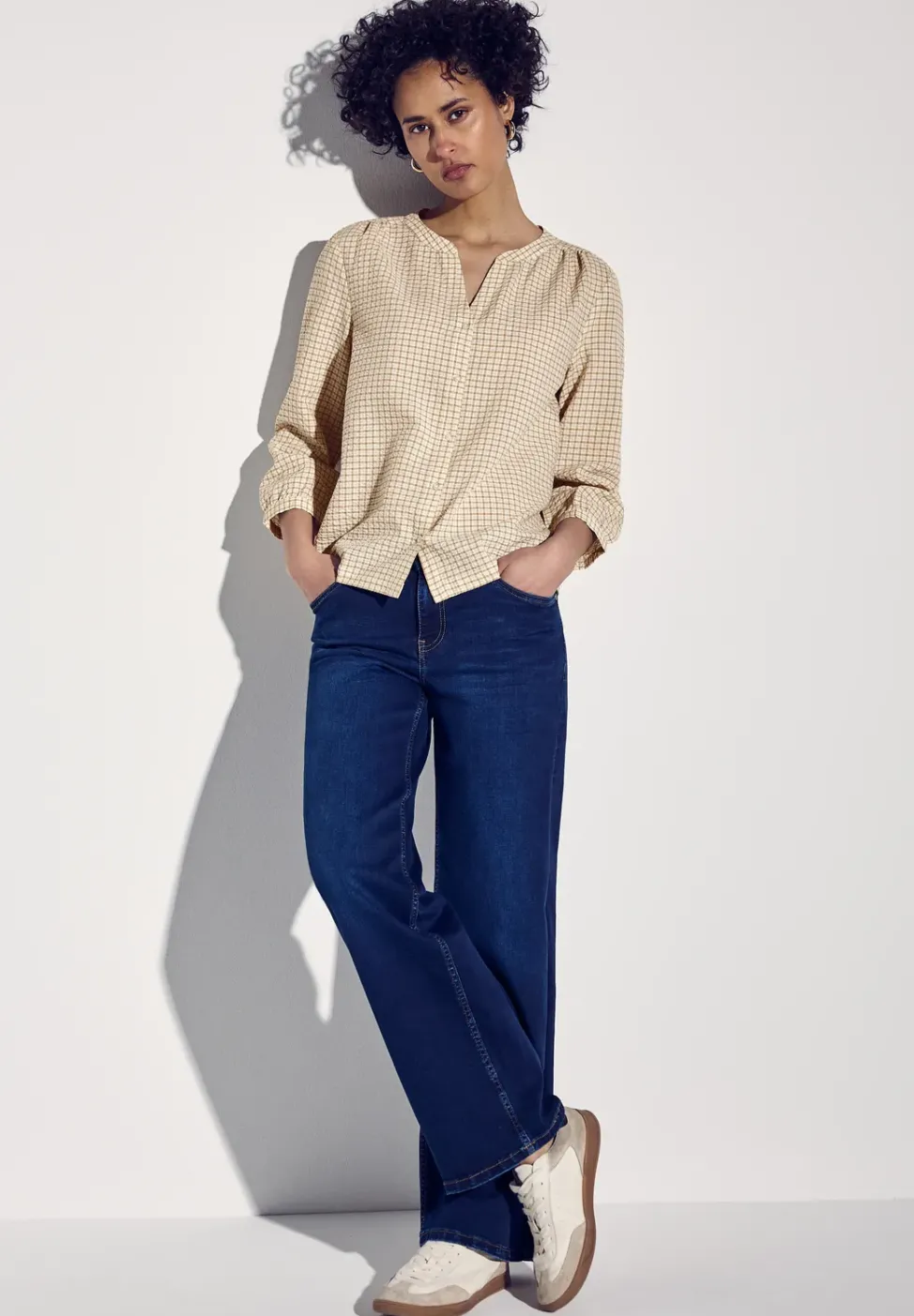 Blouse en seersucker à carreaux