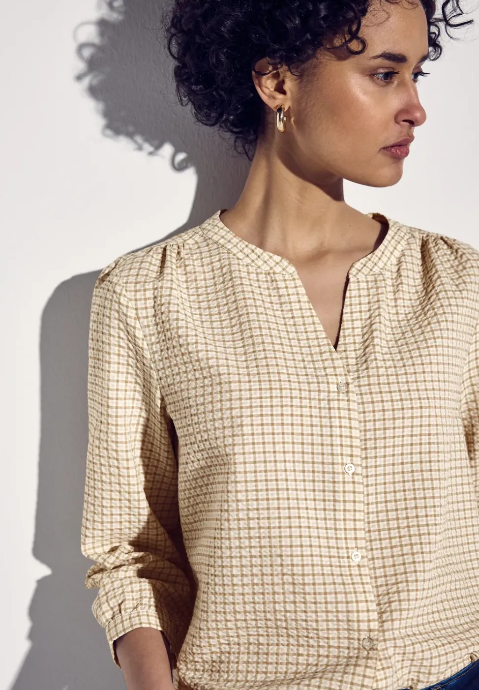 Blouse en seersucker à carreaux