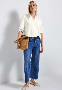 Blouse en seersucker à col fendu