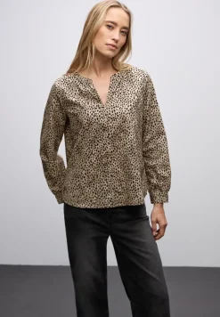 Blouse en velours côtelé au look léopard