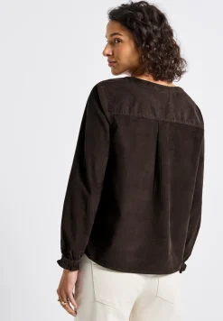 Blouse en velours côtelé avec détails à volants
