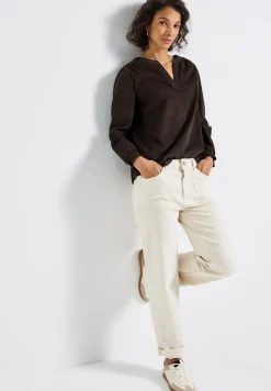 Blouse en velours côtelé avec détails à volants