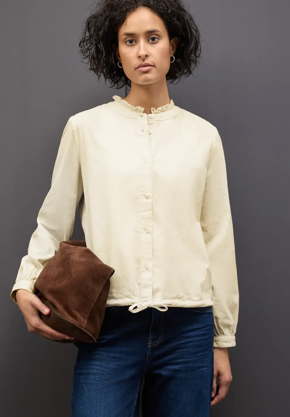 Blouse en velours côtelé avec cordon de serrage
