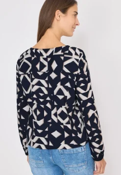 Blouse imprimée avec bordures en ruban