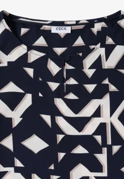 Blouse imprimée avec bordures en ruban