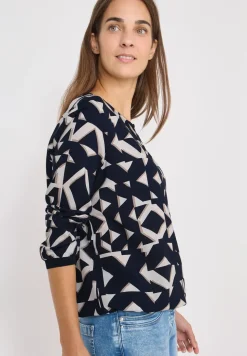 Blouse imprimée avec bordures en ruban