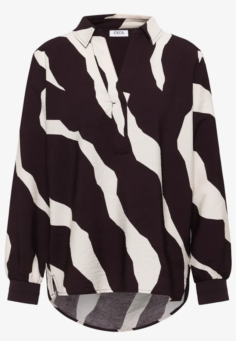 Blouse imprimée avec bordures en ruban