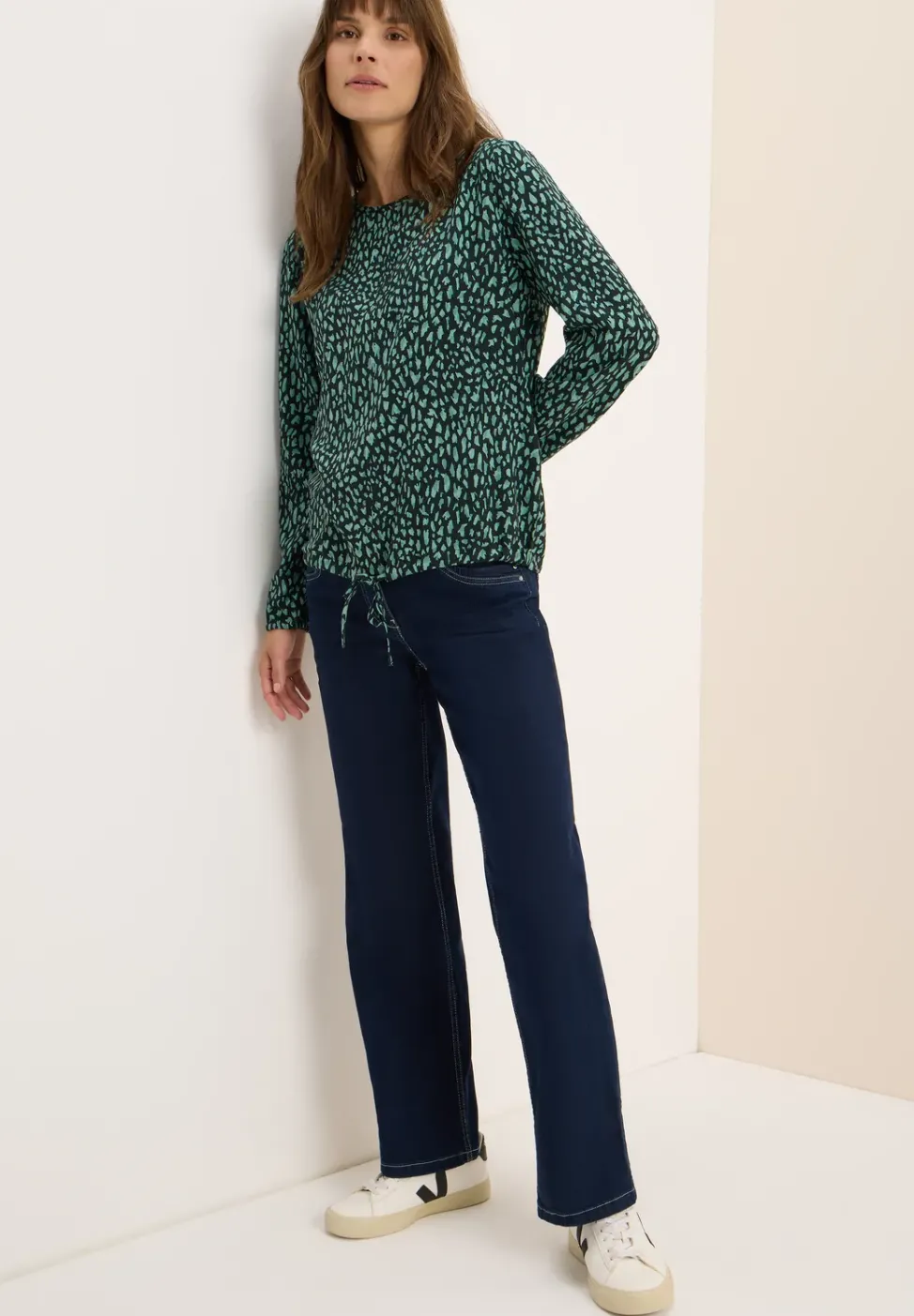 Blouse imprimée avec cordon de serrage
