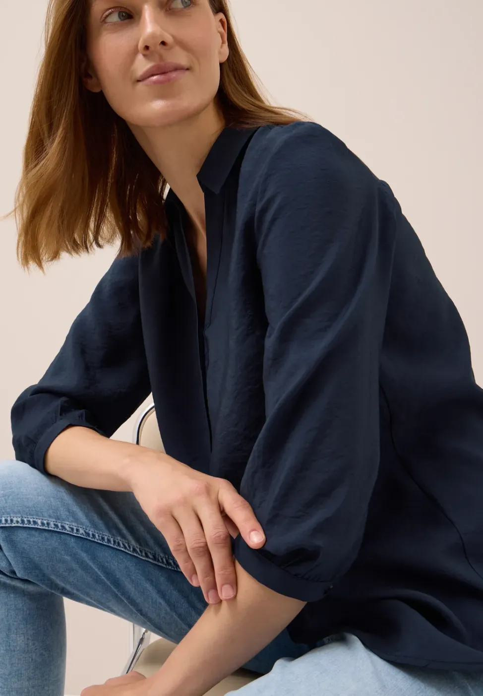 Blouse longue en couleur unie