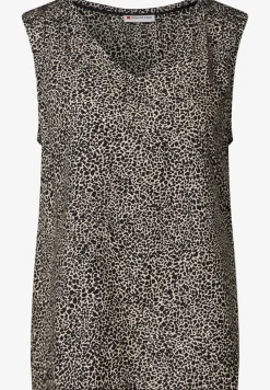 Blouse léopard avec détails smocks