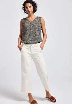 Blouse léopard avec détails smocks
