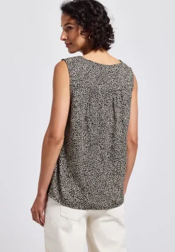Blouse léopard avec détails smocks