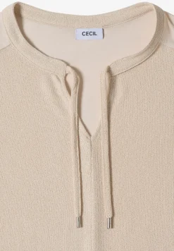 Blouse manches courtes à col fendu et rubans