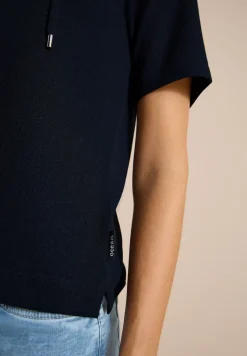 Blouse manches courtes à col fendu et rubans