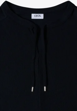 Blouse manches courtes à col fendu et rubans
