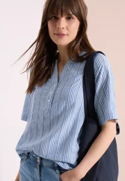 Blouse rayée à col fendu