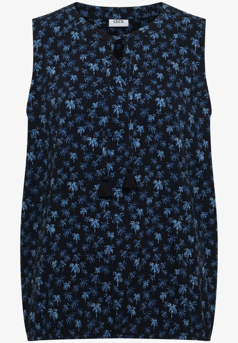 Blouse sans manches à col fendu et imprimé palmiers