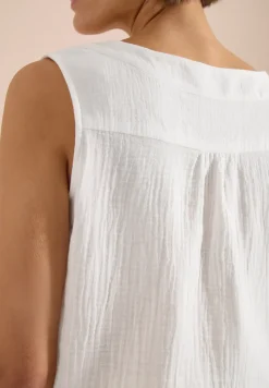 Blouse sans manches col V en mousseline