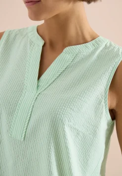 Blouse sans manches en seersucker