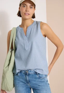 Blouse sans manches en seersucker