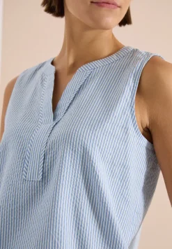 Blouse sans manches en seersucker