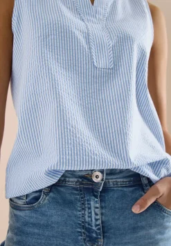 Blouse sans manches en seersucker