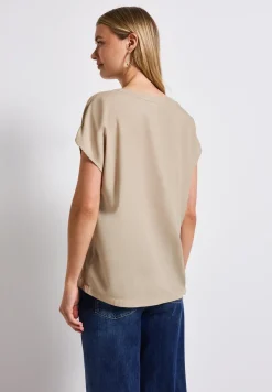 Blouse split neck en couleur unie