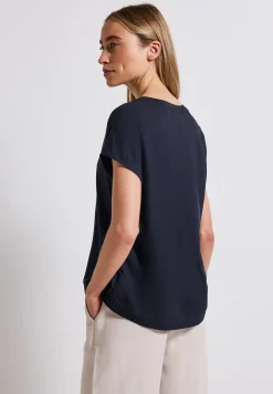 Blouse split neck en couleur unie