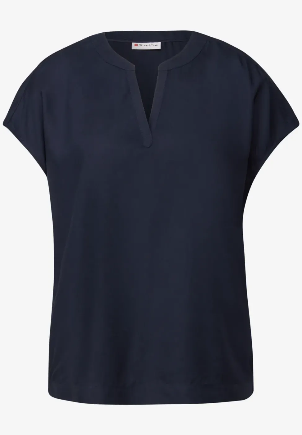 Blouse split neck en couleur unie