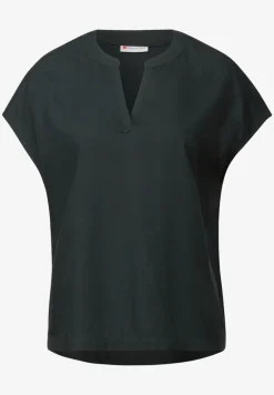 Blouse split neck en couleur unie