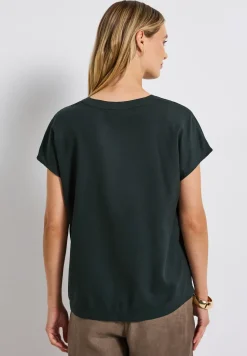 Blouse split neck en couleur unie