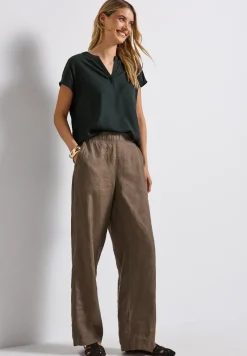 Blouse split neck en couleur unie