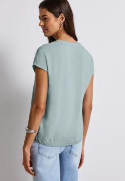 Blouse split neck en couleur unie