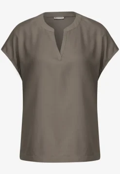 Blouse split neck en couleur unie