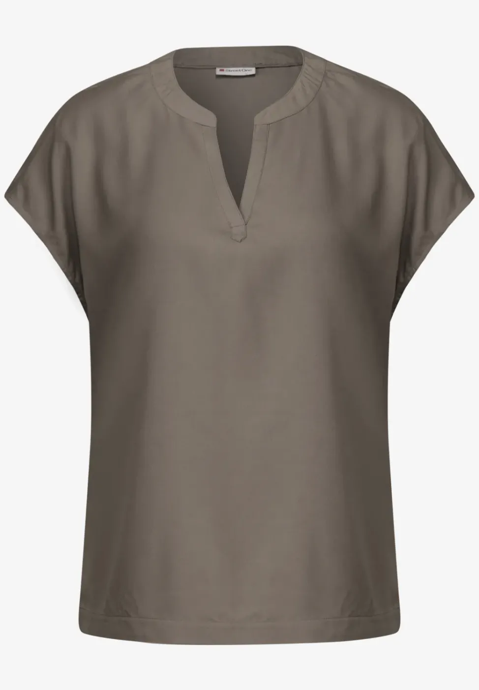 Blouse split neck en couleur unie